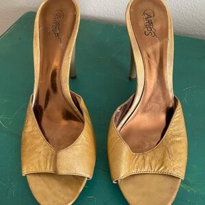 Vintage Carlos by Carlos Santana Gold Open-Toe Heels
